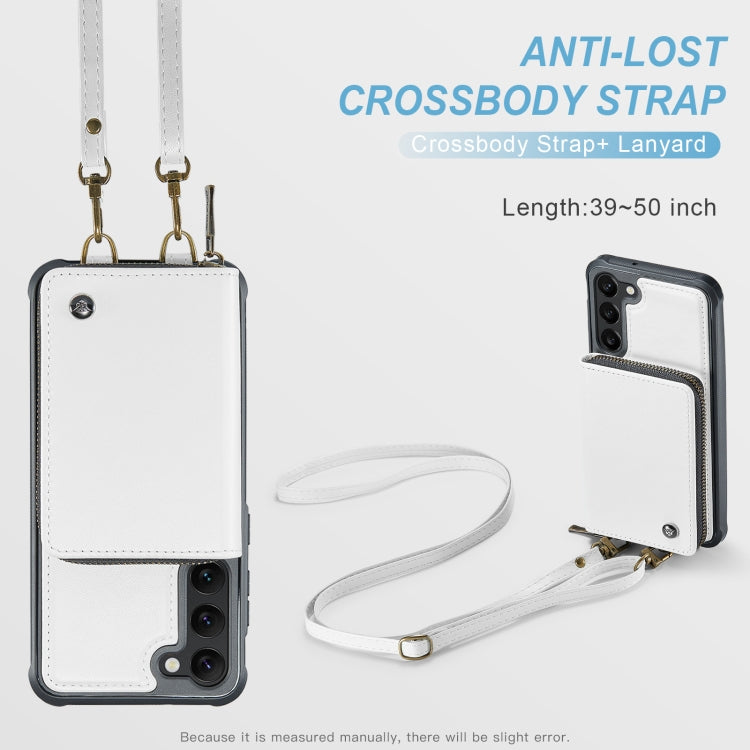For Samsung Galaxy S23 5G JEEHOOD C22 Series Zipper Wallet Leather Phone Case with Dual Lanyard