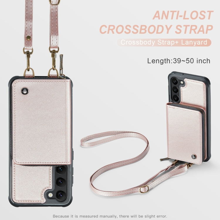 For Samsung Galaxy S23 5G JEEHOOD C22 Series Zipper Wallet Leather Phone Case with Dual Lanyard