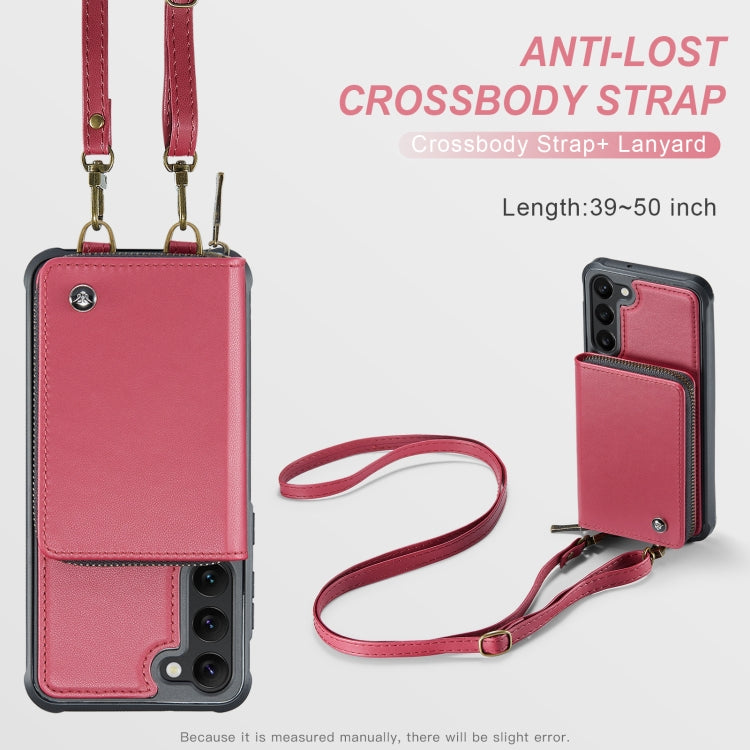 For Samsung Galaxy S23 5G JEEHOOD C22 Series Zipper Wallet Leather Phone Case with Dual Lanyard