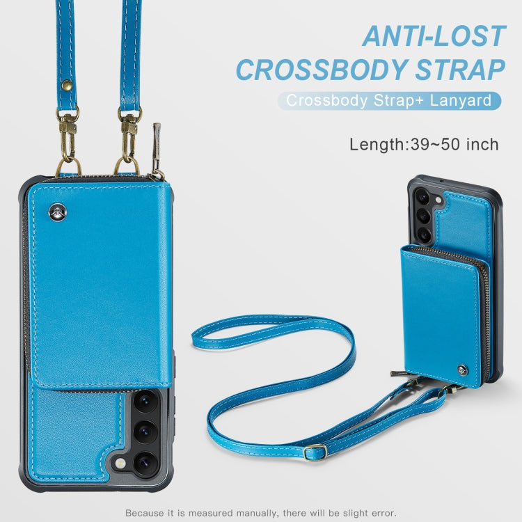 For Samsung Galaxy S23 5G JEEHOOD C22 Series Zipper Wallet Leather Phone Case with Dual Lanyard