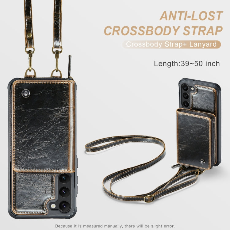 For Samsung Galaxy S23+ 5G JEEHOOD C22 Series Zipper Wallet Leather Phone Case with Dual Lanyard
