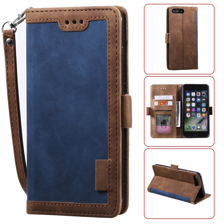 For iPhone 7 Plus / 8 Plus Retro Splicing Horizontal Flip Leather Case with Card Slots & Holder & Wallet