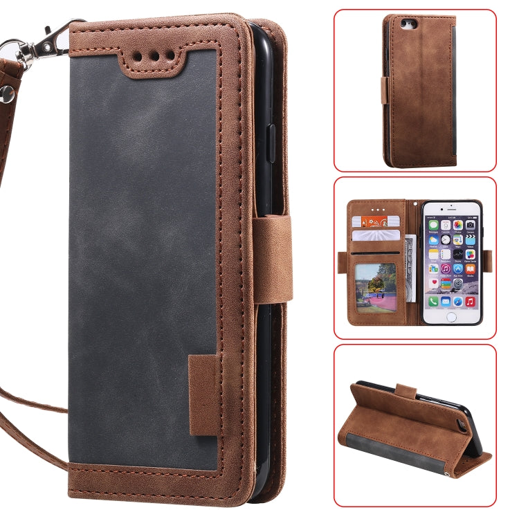 For iPhone 6 Retro Splicing Horizontal Flip Leather Case with Card Slots & Holder & Wallet