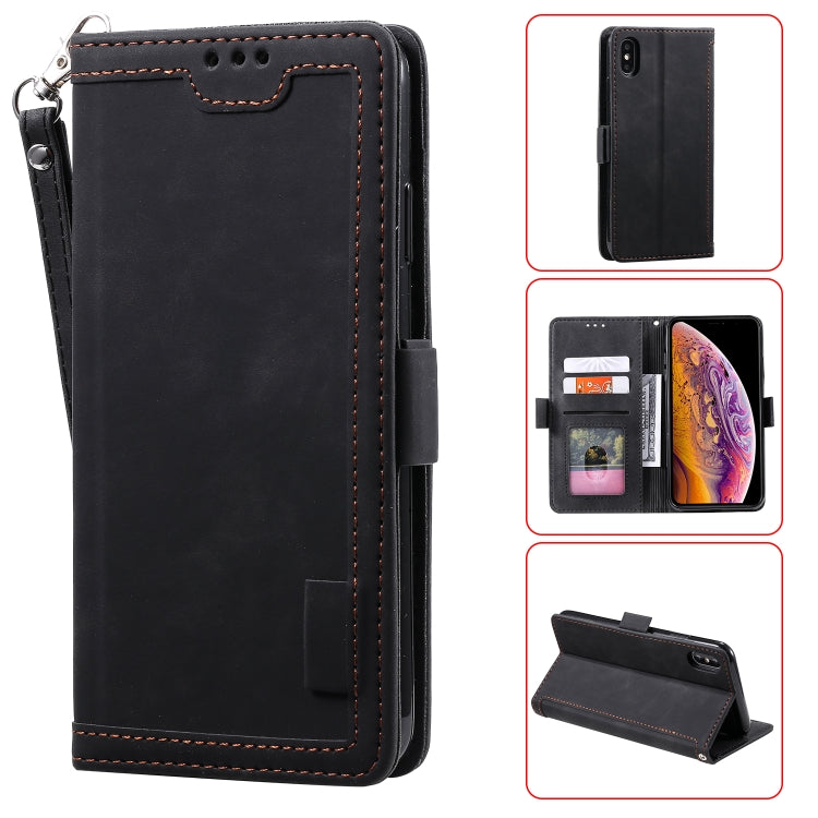 For iPhone XS Max Retro Splicing Horizontal Flip Leather Case with Card Slots & Holder & Wallet