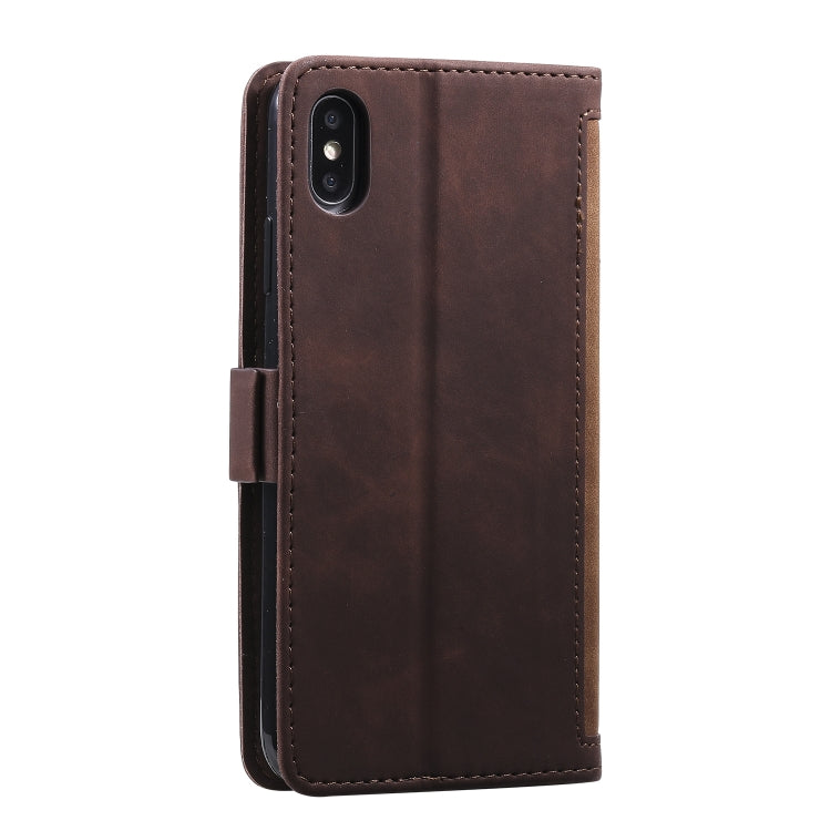 For iPhone XS Max Retro Splicing Horizontal Flip Leather Case with Card Slots & Holder & Wallet