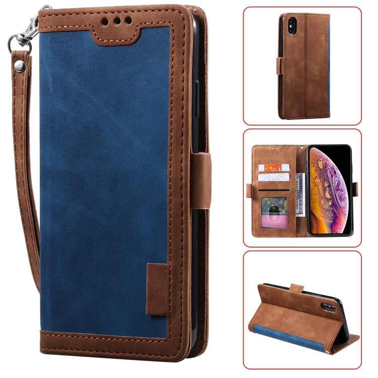 For iPhone XS Max Retro Splicing Horizontal Flip Leather Case with Card Slots & Holder & Wallet