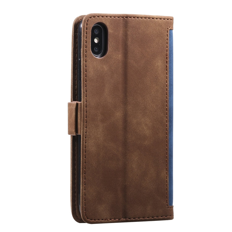 For iPhone XS Max Retro Splicing Horizontal Flip Leather Case with Card Slots & Holder & Wallet