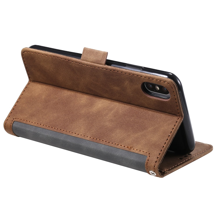 For iPhone XS Max Retro Splicing Horizontal Flip Leather Case with Card Slots & Holder & Wallet