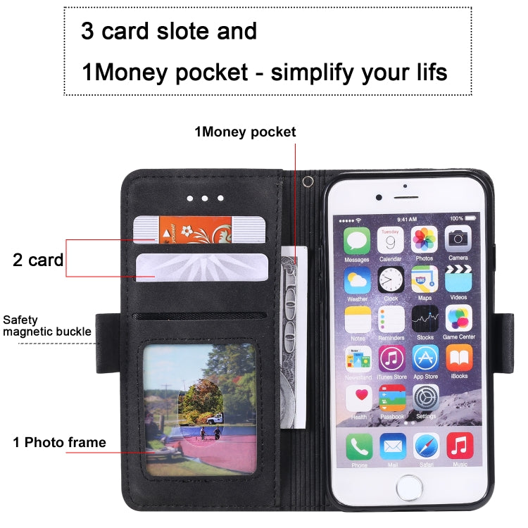 For iPhone 6 Plus Retro Splicing Horizontal Flip Leather Case with Card Slots & Holder & Wallet