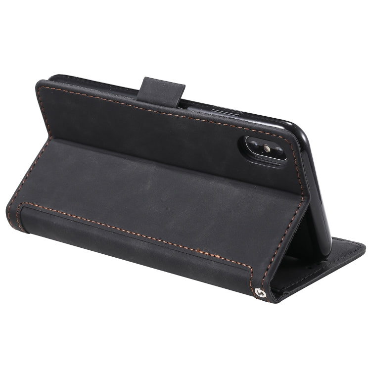 For iPhone X / XS Retro Splicing Horizontal Flip Leather Case with Card Slots & Holder & Wallet