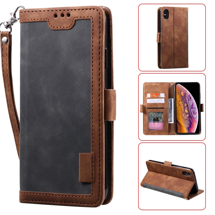 For iPhone X / XS Retro Splicing Horizontal Flip Leather Case with Card Slots & Holder & Wallet