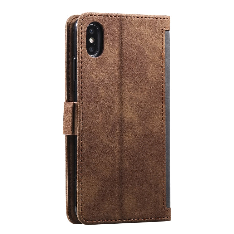 For iPhone X / XS Retro Splicing Horizontal Flip Leather Case with Card Slots & Holder & Wallet