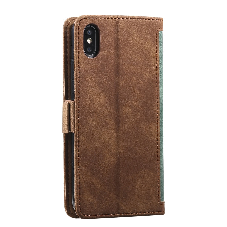 For iPhone X / XS Retro Splicing Horizontal Flip Leather Case with Card Slots & Holder & Wallet