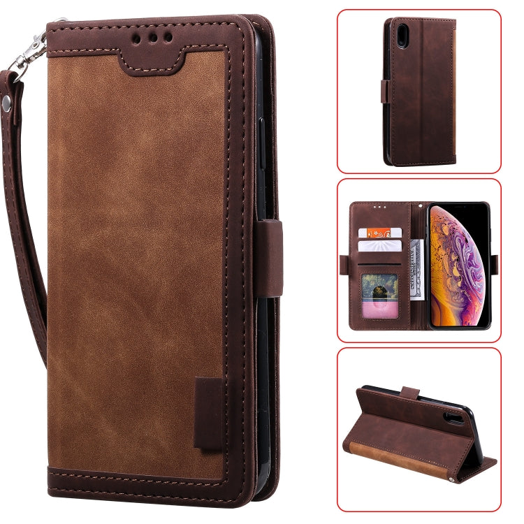 For iPhone XR Retro Splicing Horizontal Flip Leather Case with Card Slots & Holder & Wallet