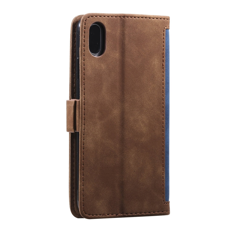 For iPhone XR Retro Splicing Horizontal Flip Leather Case with Card Slots & Holder & Wallet