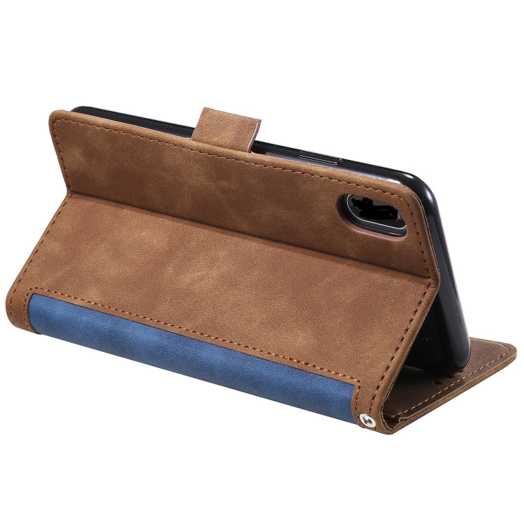 For iPhone XR Retro Splicing Horizontal Flip Leather Case with Card Slots & Holder & Wallet