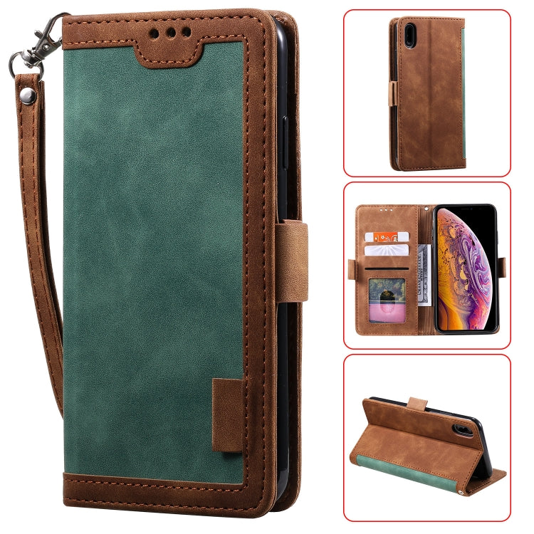 For iPhone XR Retro Splicing Horizontal Flip Leather Case with Card Slots & Holder & Wallet