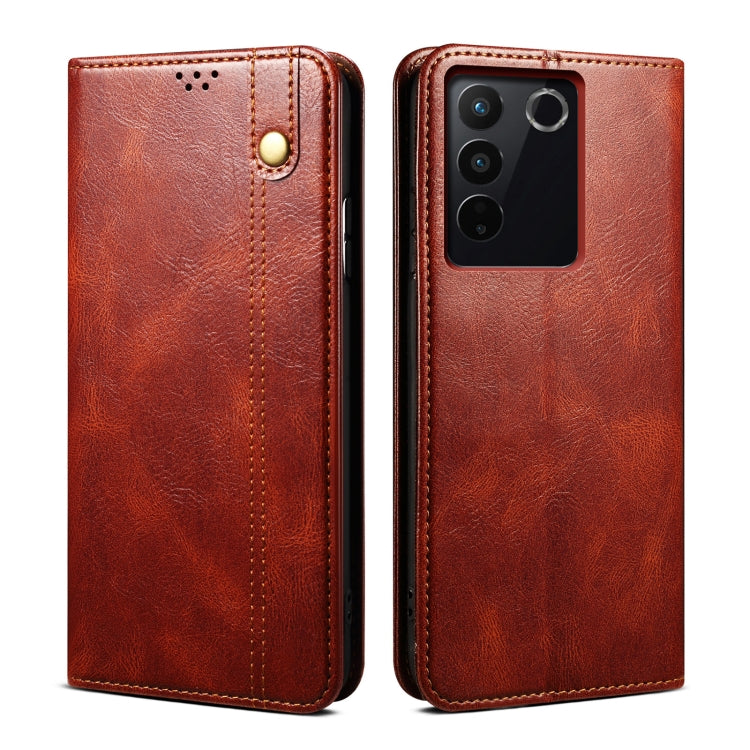 For vivo S16e Oil Wax Crazy Horse Texture Leather Phone Case