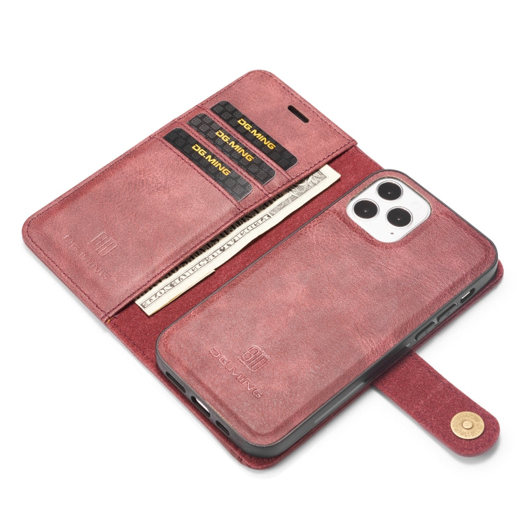 For iPhone 12/12 Pro DG.MING Crazy Horse Texture Detachable Magnetic Leather Case