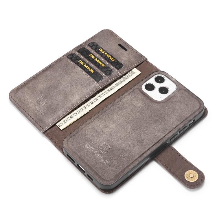 For iPhone 12/12 Pro DG.MING Crazy Horse Texture Detachable Magnetic Leather Case