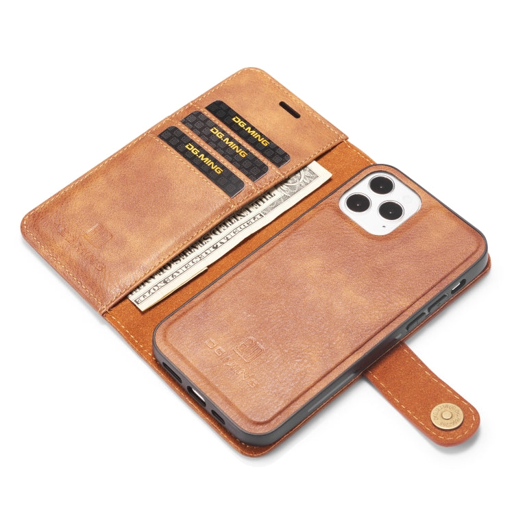 For iPhone 12/12 Pro DG.MING Crazy Horse Texture Detachable Magnetic Leather Case
