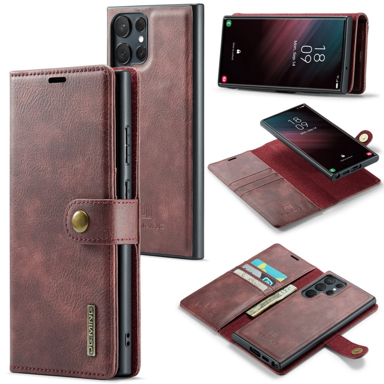 For Samsung Galaxy S23 Ultra 5G DG.MING Crazy Horse Texture Detachable Magnetic Leather Case