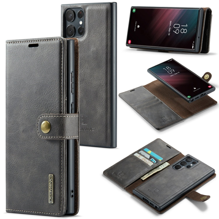 For Samsung Galaxy S23 Ultra 5G DG.MING Crazy Horse Texture Detachable Magnetic Leather Case