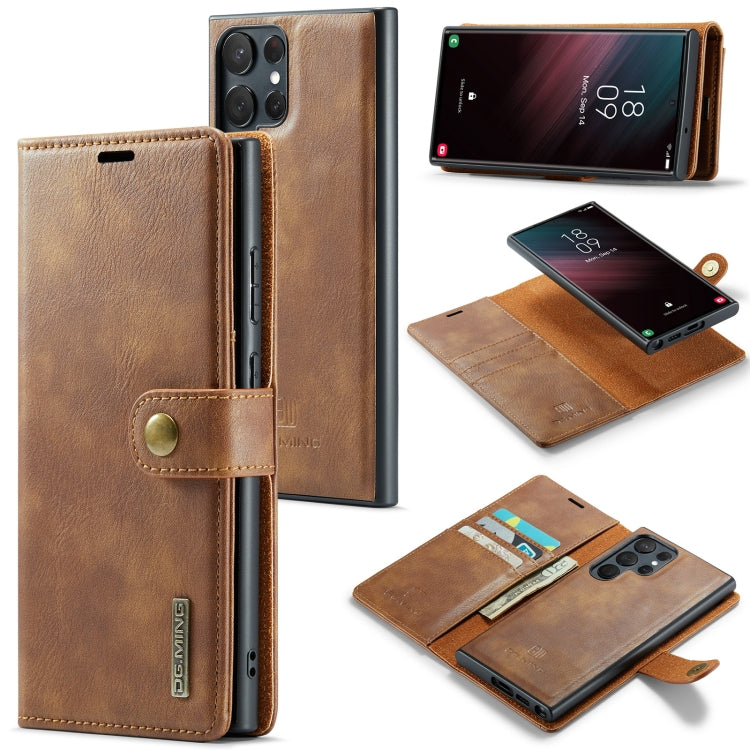 For Samsung Galaxy S23 Ultra 5G DG.MING Crazy Horse Texture Detachable Magnetic Leather Case