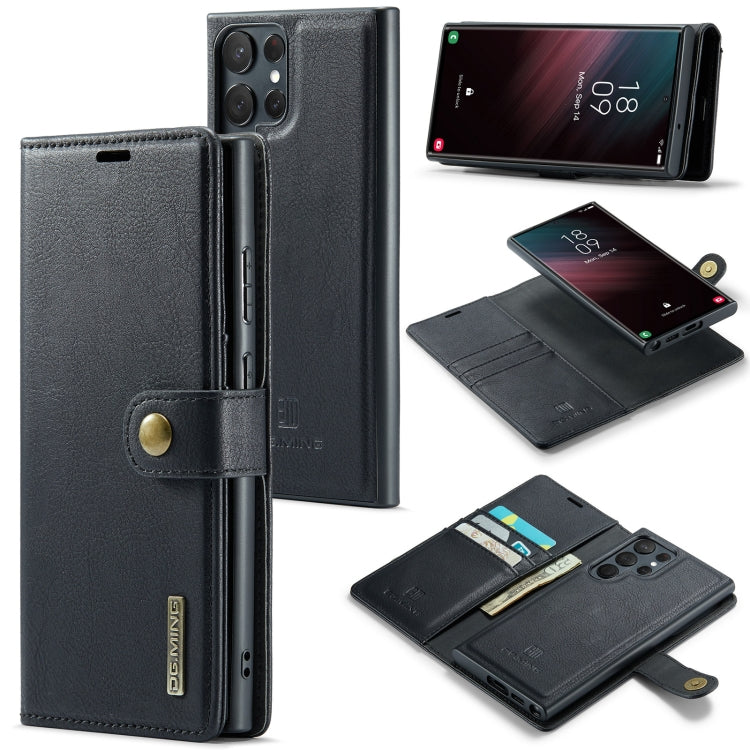 For Samsung Galaxy S23 Ultra 5G DG.MING Crazy Horse Texture Detachable Magnetic Leather Case