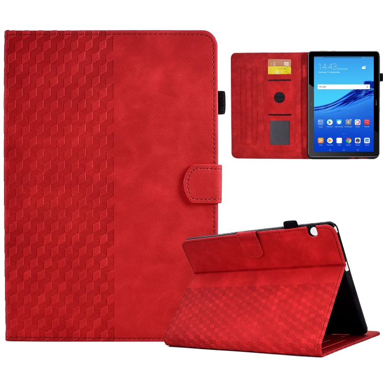 For Huawei MatePad T5 10.0 Rhombus Embossed Leather Smart Tablet Case