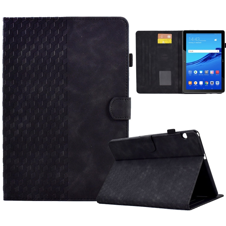 For Huawei MatePad T5 10.0 Rhombus Embossed Leather Smart Tablet Case