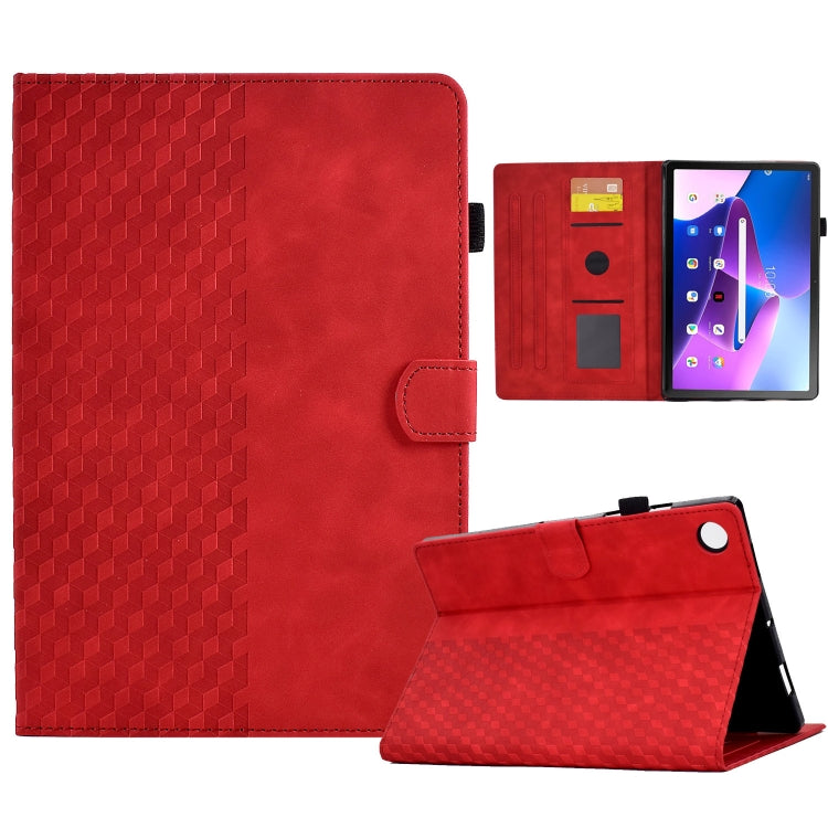 For Lenovo Tab M10 Plus Gen 3 Rhombus Embossed Leather Smart Tablet Case
