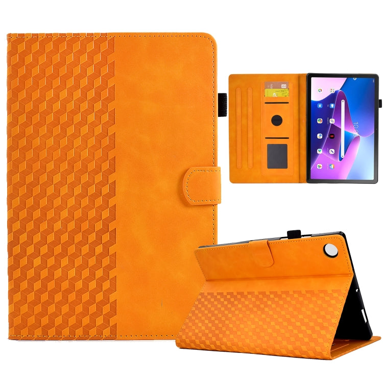 For Lenovo Tab M10 Plus Gen 3 Rhombus Embossed Leather Smart Tablet Case