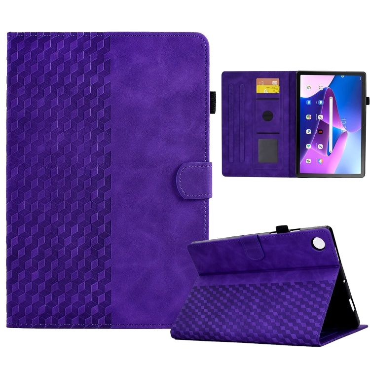 For Lenovo Tab M10 Plus Gen 3 Rhombus Embossed Leather Smart Tablet Case
