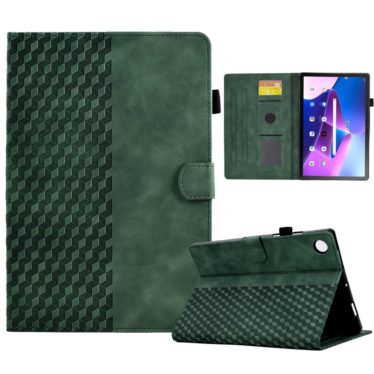 For Lenovo Tab M10 Plus Gen 3 Rhombus Embossed Leather Smart Tablet Case