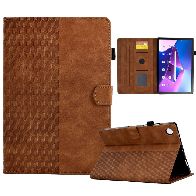For Lenovo Tab M10 Plus Gen 3 Rhombus Embossed Leather Smart Tablet Case