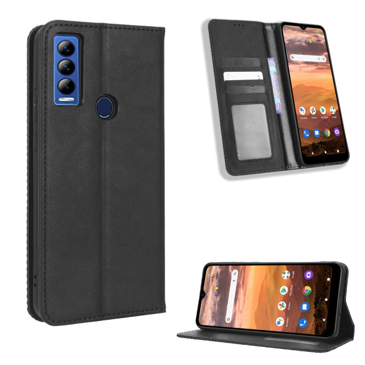 For AT&T Motivate Max U668AA / Cricket Ovation 3 Magnetic Buckle Retro Texture Leather Phone Case