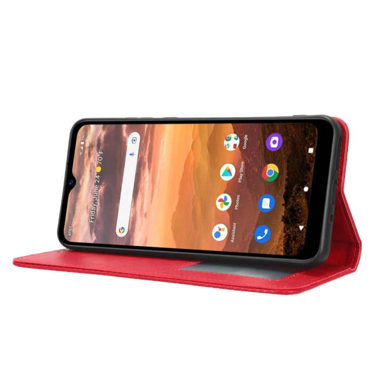 For AT&T Motivate Max U668AA / Cricket Ovation 3 Magnetic Buckle Retro Texture Leather Phone Case