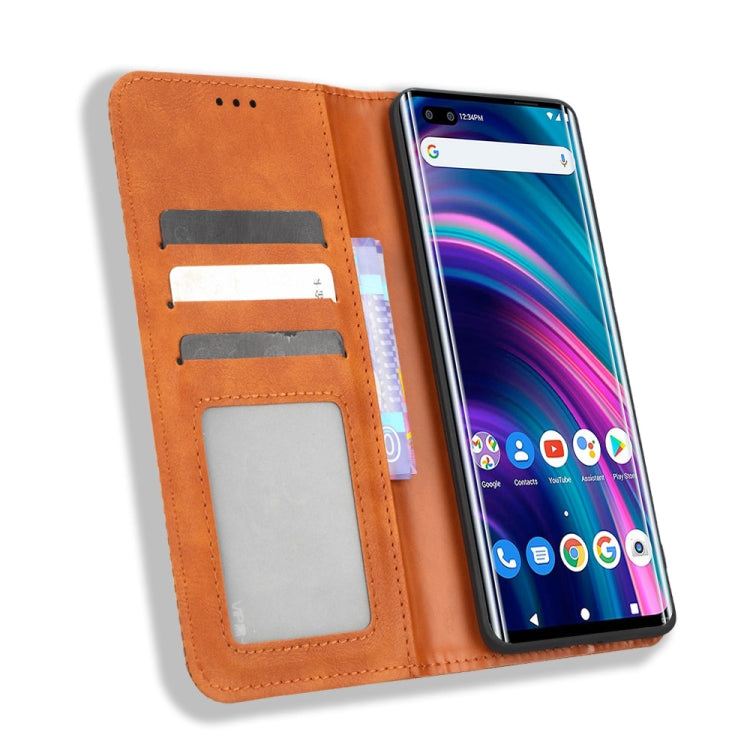 For BLU Bold N2 Magnetic Buckle Retro Texture Leather Phone Case