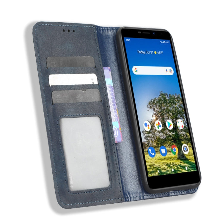 For AT&T Calypso 3 U328AA Magnetic Buckle Retro Texture Leather Phone Case