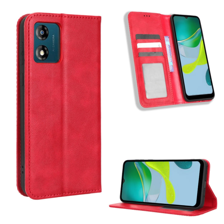 For Motorola Moto E13 4G Magnetic Buckle Retro Texture Leather Phone Case