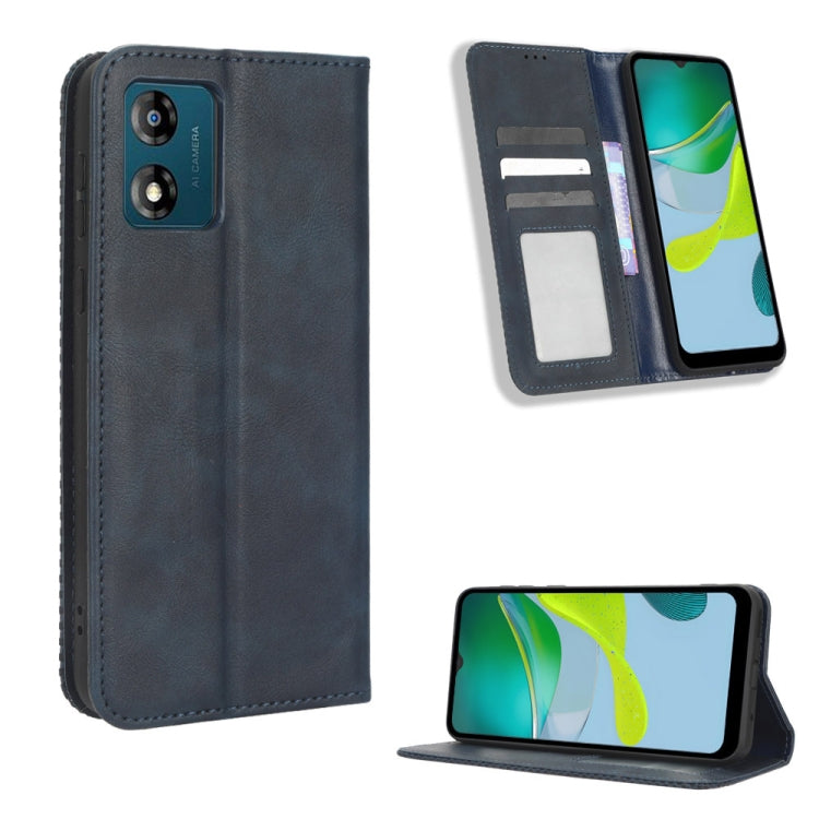 For Motorola Moto E13 4G Magnetic Buckle Retro Texture Leather Phone Case