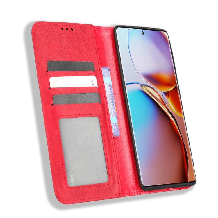 For Motorola Moto X40 Pro Magnetic Buckle Retro Texture Leather Phone Case