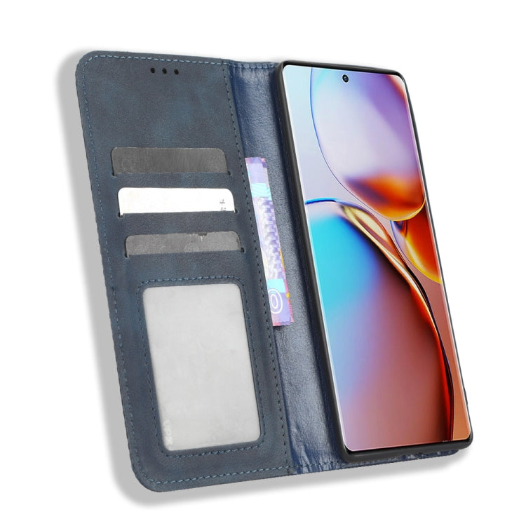 For Motorola Moto X40 Pro Magnetic Buckle Retro Texture Leather Phone Case