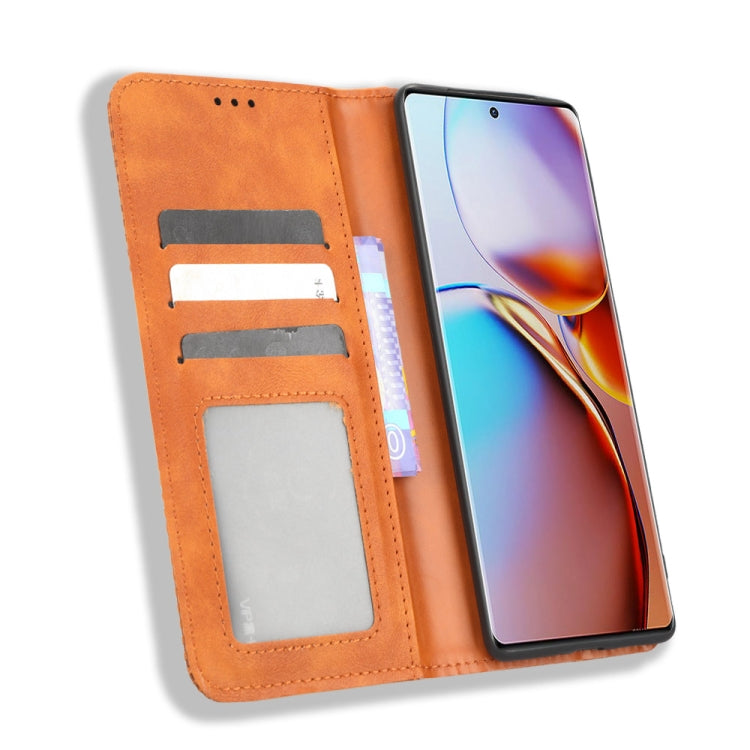 For Motorola Moto X40 Pro Magnetic Buckle Retro Texture Leather Phone Case