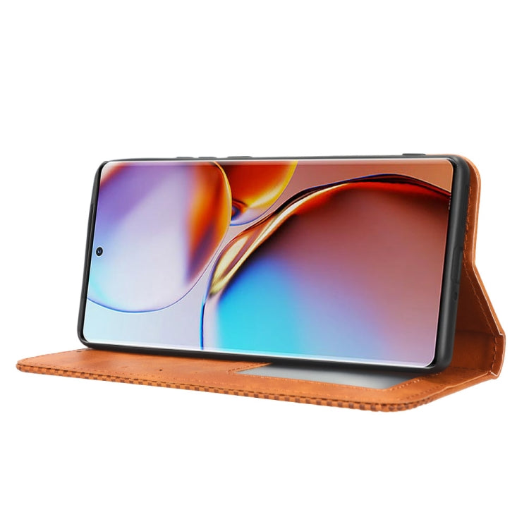 For Motorola Moto X40 Pro Magnetic Buckle Retro Texture Leather Phone Case