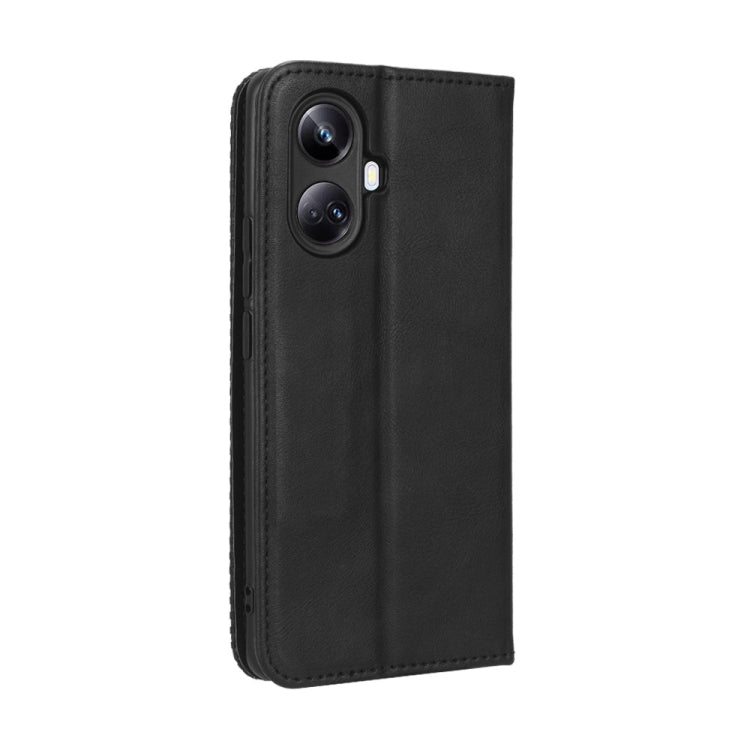 For Realme 10 Pro+ Magnetic Buckle Retro Texture Leather Phone Case