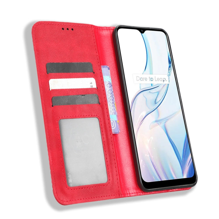 For Realme C30 / C30s Magnetic Buckle Retro Texture Leather Phone Case