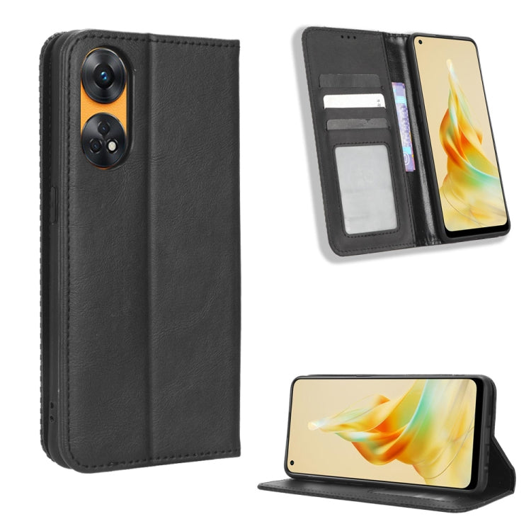 For OPPO Reno8 T 4G Magnetic Buckle Retro Texture Leather Phone Case