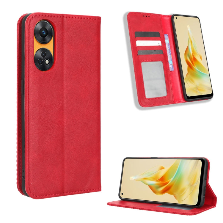 For OPPO Reno8 T 4G Magnetic Buckle Retro Texture Leather Phone Case